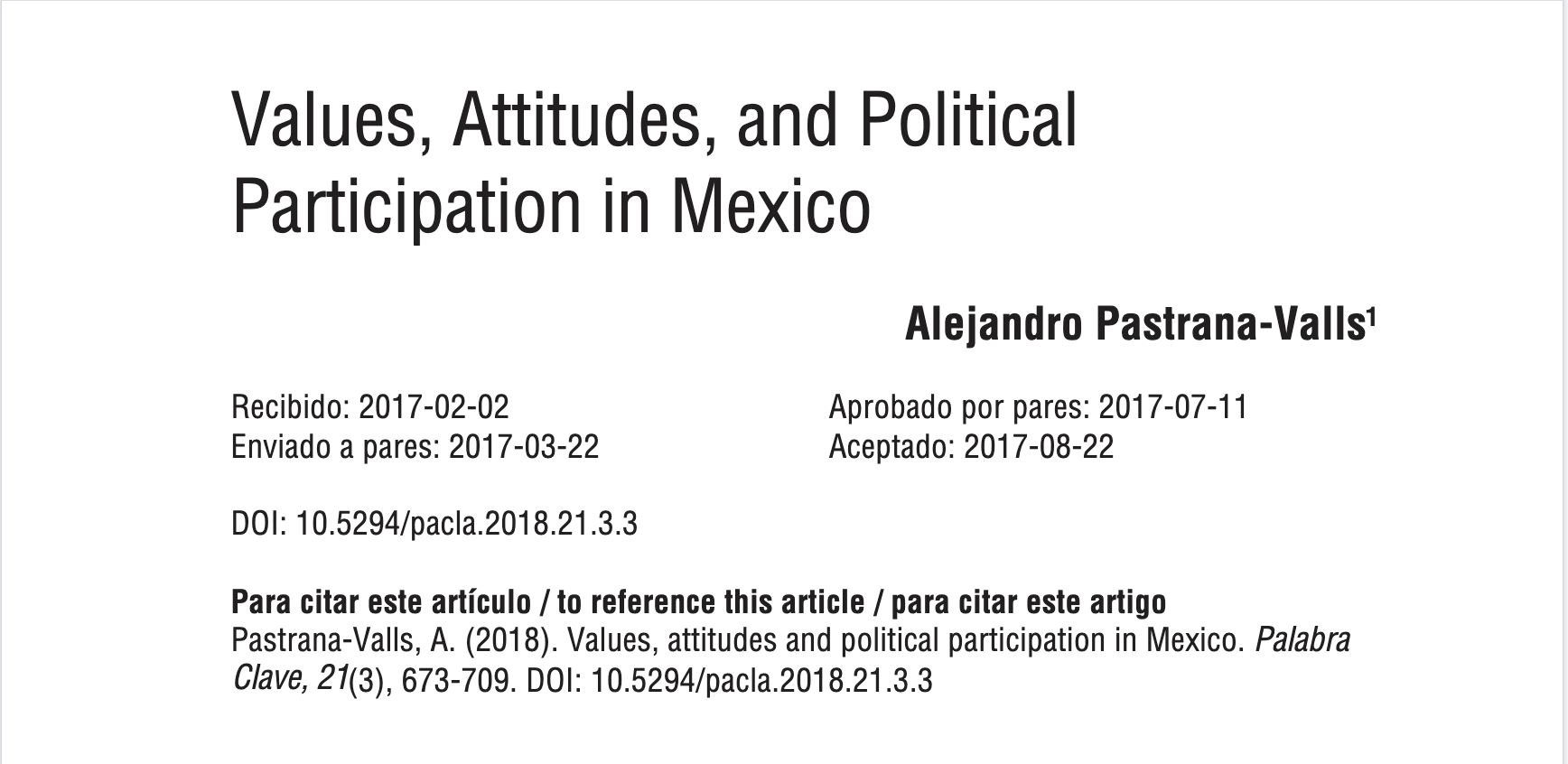 Research paper thumbnail of Values, Attitudes, and Political Participation in Mexico Values, Attitudes, and Political Participation in Mexico